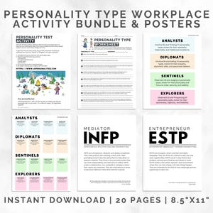 16 Persönlichkeiten Arbeitsplatzaktivitäts-Arbeitsblatt, Poster-Bundle - MBTI 16 Persönlichkeiten Aktivitätsblätter, Teambildung, Persönlichkeitstyp-Test