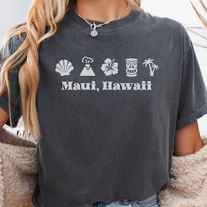 Maui Hawaii Comfort Colors Shirt, Floral Hawaii Home State Tee, Moving to Maui Gift, Hawaiian Islands Travel Souvenir, Beach Trip Apparel