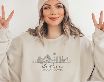 Boston Sweatshirt | Women's Boston Crewneck | Boston Gift | Massachusetts Sweatshirt | Massachusetts Gift | Boston Massachusetts Shirt