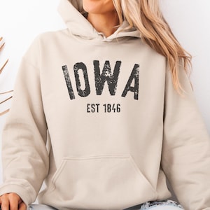 Iowa Hoodie, Iowa Crewneck Pullover, Home State Shirt, Moving to Iowa Gift, Iowa Travel Souvenir Sweater, Iowa Apparel, Iowa Sweatshirt