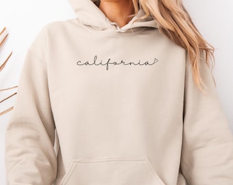 Sudadera con capucha de California, Sudadera de cuello redondo de California, Regalo para mudarse a California, Ropa del estado natal de California, Sudadera para viaje de despedida de soltera en California