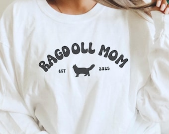 Ragdoll Cat Mom Long Sleeve Shirt, Custom Ragdoll Mom Gifts, Personalized Cat Mama Tee, Funny Cat Crewneck Apparel, Ragdoll Owner Sweatshirt