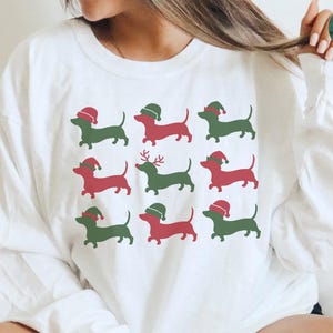 Dachshund Christmas Shirt, Funny Wiener Dog Long Sleeve Crewneck, Doxie Mom Gift, Weenie Mama Xmas Party Tee, Dachshund Lover Apparel