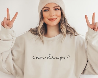 San Diego Sweatshirt | Women's San Diego Crewneck | Cute San Diego Gift | California Sweatshirt | California Gift | San Diego CA Long Sleeve