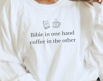 Christian Long Sleeve Shirt, Jesus and Coffee Shirt, Minimalist Jesus Apparel, Coffee Lover Tshirt, Funny Coffee Trendy Christian Gift
