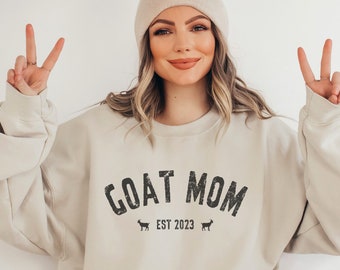 Goat Sweatshirt, Goat Mom Crewneck, Goat Lover Sweater, Goat Gift, Funny Goat Shirt, Goat Mama Hoodie Pullover, Varsity Goats Tee Women