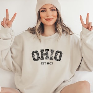 Ohio Sweatshirt, Womens Ohio Crewneck, Home State Shirt, Moving to Ohio Gift, Ohio Travel Souvenir, Ohio Apparel, Oversized Varsity Pullover