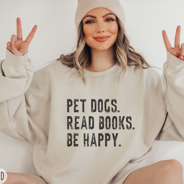 Book Sweatshirt, Book Lover Gift, Bookish Reading Crewneck, Book Club Shirt, Bookworm Apparel, Librarian Sweater, Books and Dogs Pullover