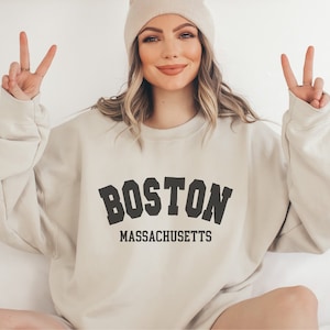 Boston Sweatshirt, Boston Massachusetts Crewneck, Moving to Boston Gift, Boston Travel Gift, Boston MA Souvenir, Trendy Varsity Crewneck