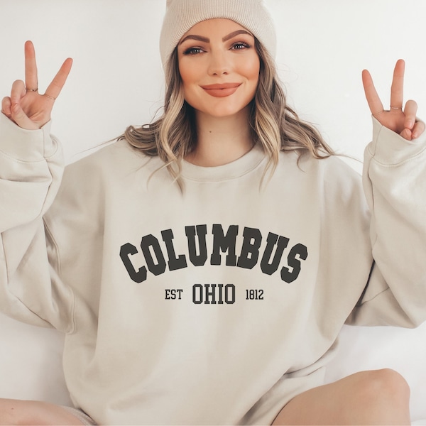 Columbus Sweatshirt, Columbus Ohio Crewneck, Moving to Columbus, Columbus Travel Gift, Columbus OH Souvenir, Trendy Varsity Crewneck