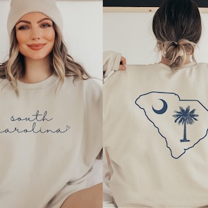 South Carolina Sweatshirt | Women&#39;s South Carolina Flag Crewneck | South Carolina Home State Pride | SC Flag Shirt | South Carolina Gift
