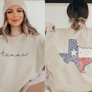 Texas Sweatshirt | Women&#39;s Texas Flag Crewneck | Texas Home State Pride | Texas Gift | TX Shirt | Lone Star State Shirt | Texas Hoodie