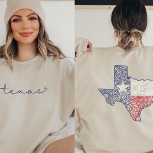 Texas Sweatshirt | Women's Texas Flag Crewneck | Texas Home State Pride | Texas Gift | TX Shirt | Lone Star State Shirt | Texas Hoodie