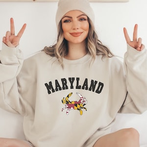 Maryland Sweatshirt | Women's Maryland Flag Crewneck | Maryland Home State Pride | Maryland Flag Shirt | Maryland Gift | MD Crab Tee
