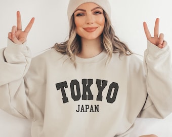 Tokyo Sweatshirt, Japan Crewneck, Moving to Tokyo Gift,  Tokyo Travel Gift, Tokyo Souvenir, Trendy Varsity Crewneck, Tokyo Honeymoon