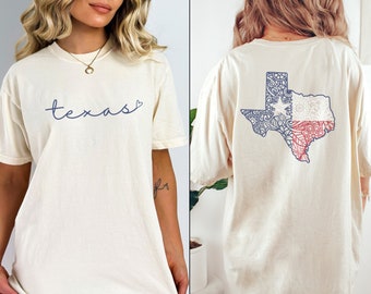 Texas Comfort Colors Shirt | Women's Texas Flag Crewneck Tee | Texas Home State | Cute Texas Gift | TX State Pride