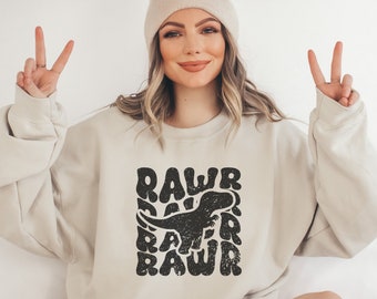Dinosaur Sweatshirt | Dino Crewneck | Cute Dinosaur Gift | Adult Dinosaur Shirt | Minimalist Dinosaur Crewneck | Rawr Shirt | Funny Dinosaur