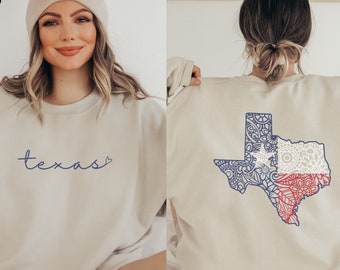 Texas Sweatshirt | Women's Texas Flag Crewneck | Texas Home State Pride | Texas Gift | TX Shirt | Lone Star State Shirt | Texas Hoodie