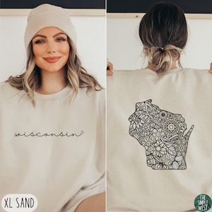 Wisconsin Sweatshirt | Floral Wisconsin Crewneck Pullover | Women’s Wisconsin Home State Sweater | Cute Wisconsin Sweatshirt