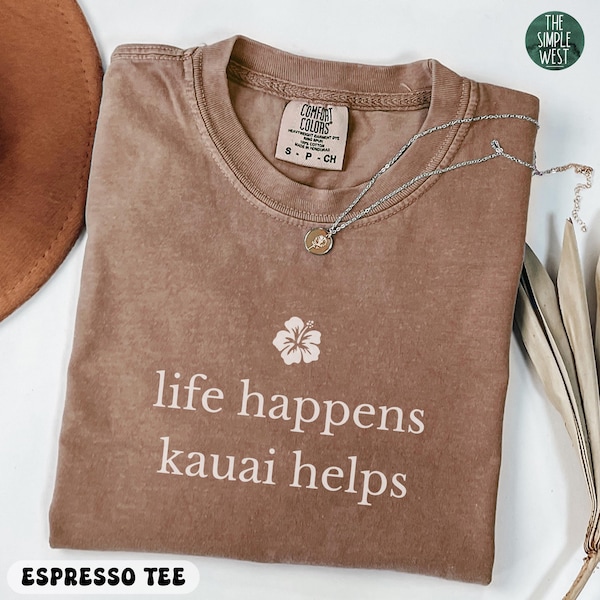 Kauai Comfort Colors Shirt, Hawaiian Islands Crewneck Tee, Hawaii Home State Shirt, Hawaii Travel Souvenir, Floral Kauai Vacation Apparel
