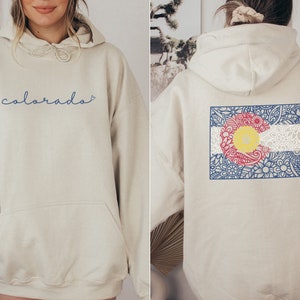 Colorado Hoodie | Women&#39;s Colorado Flag Crewneck | Colorado Home State Pride | Colorado Flag | Colorado Gift | CO Shirt | Mountian Shirt