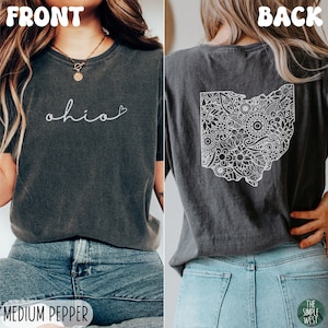 Ohio Comfort Colors Shirt, Women’s Floral Ohio Crewneck Tee, Moving to Ohio Gift, Ohio Travel Souvenir, Cute Ohio Bachelorette Apparel