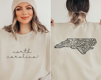 North Carolina Sweatshirt | Floral North Carolina Crewneck | Women’s North Carolina Home State Sweater | North Carolina Sweatshirt