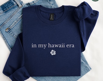 Hawaii Long Sleeve Shirt, Aloha Crewneck Tee, Hawaii Home State Shirt, Hawaii Travel Souvenir, Floral Hawaiian Islands Vacation Apparel
