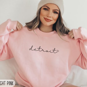 Detroit Sweatshirt, Women's Detroit Crewneck, Detroit Cursive Pullover, Detroit Gift, Oversized Detroit Michigan Shirt, Detroit Bachelorette image 7