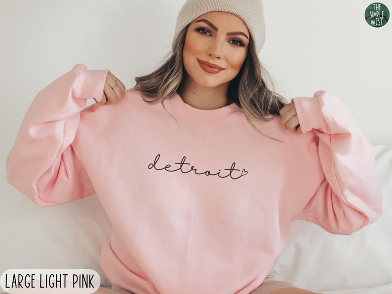 Detroit Sweatshirt, Women's Detroit Crewneck, Detroit Cursive Pullover, Detroit Gift, Oversized Detroit Michigan Shirt, Detroit Bachelorette image 7