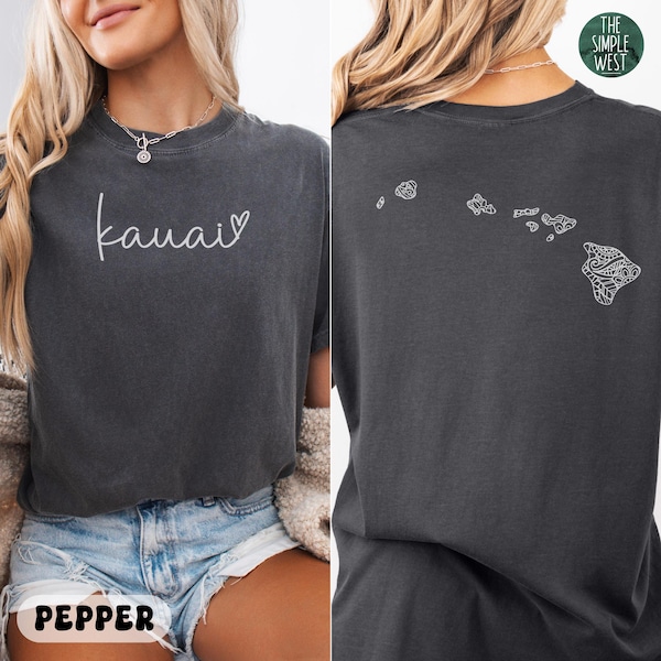 Kauai Comfort Colors Shirt, Hawaiian Islands Crewneck Tee, Hawaii Home State Shirt, Hawaii Travel Souvenir, Floral Kauai Vacation Apparel