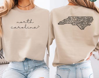 North Carolina Sweatshirt, North Carolina Crewneck Sweater, Moving to North Carolina Gift, North Carolina Home State Hoodie, NC Apparel