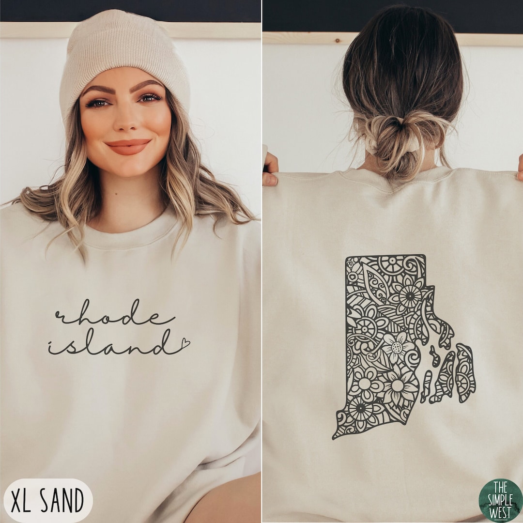 Rhode Island Crewneck Sweatshirt, Womens Floral Rhode Island Home State