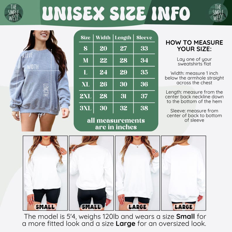 a woman's size guide for a sweatshirt