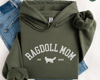 Ragdoll Cat Hoodie, Custom Ragdoll Mom Gifts, Personalized Cat Mom Sweatshirt, Cat Mama Shirt, Funny Cat Crewneck Apparel, Ragdoll Cat Owner