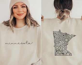 Minnesota Sweatshirt | Floral Minnesota Crewneck Pullover | Women’s Minnesota Home State Sweater | Cute Minnesota Sweatshirt