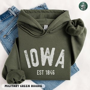 Iowa Hoodie, Iowa Crewneck Pullover, Home State Shirt, Moving to Iowa Gift, Iowa Travel Souvenir Sweater, Iowa Apparel, Iowa Sweatshirt