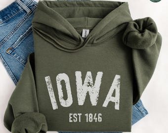 Iowa Hoodie, Iowa Crewneck Pullover, Home State Shirt, Moving to Iowa Gift, Iowa Travel Souvenir Sweater, Iowa Apparel, Iowa Sweatshirt