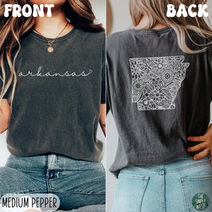 Arkansas Comfort Colors Shirt, Women’s Floral Arkansas Crewneck Tee, Moving to Arkansas Gift, Arkansas Souvenir, Arkansas Bachelorette Shirt