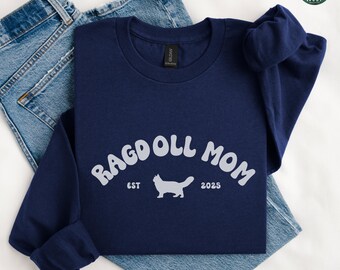 Ragdoll Cat Mom Long Sleeve Shirt, Custom Ragdoll Mom Gifts, Personalized Cat Mama Tee, Funny Cat Crewneck Apparel, Ragdoll Owner Sweatshirt
