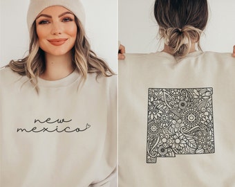 New Mexico Sweatshirt | Floral New Mexico Crewneck Pullover | Women’s New Mexico Home State Sweater | Cute New Mexico  Sweatshirt