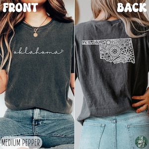 Oklahoma Comfort Colors Shirt, Women’s Floral Oklahoma Crewneck Tee, Moving to Oklahoma Gift, Oklahoma Souvenir, Oklahoma Bachelorette Shirt