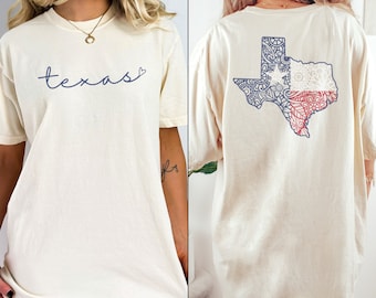 Texas Comfort Colors Shirt | Women's Texas Flag Crewneck Tee | Texas Home State | Cute Texas Gift | TX State Pride