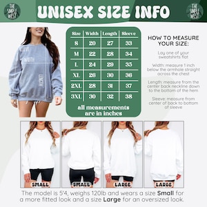 a woman's size guide for a sweatshirt