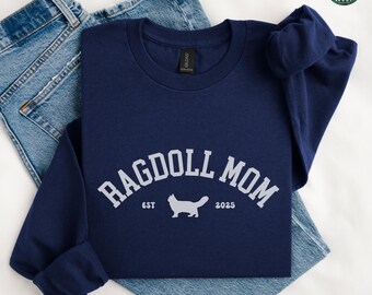 Ragdoll Cat Mom Long Sleeve Shirt, Custom Ragdoll Mom Gifts, Personalized Cat Mama Tee, Funny Cat Crewneck Apparel, Ragdoll Owner Sweatshirt
