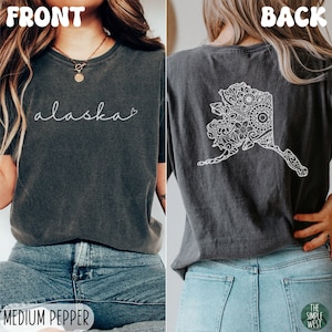 Alaska Comfort Colors Shirt, Women’s Floral Alaska Crewneck Tee, Moving to Alaska Gift, Alaskan Cruise Souvenir, Alaska Bachelorette Apparel