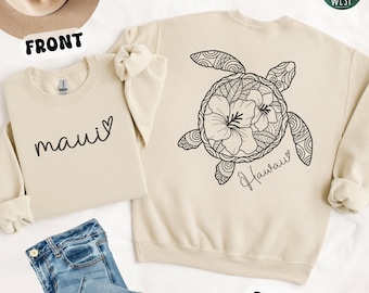 Maui Hawaii Crewneck Sweatshirt, Floral Hawaii Home State Shirt, Moving to Maui Gift, Hawaii Travel Souvenir, Hawaiian Beach Trip Apparel
