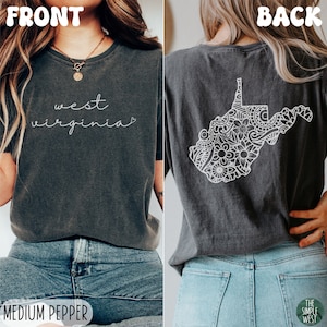 West Virginia Comfort Colors Shirt, Womens Floral West Virginia Crewneck Tee, Moving to West Virginia Gift Souvenir, WV Bachelorette Apparel