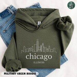 Chicago Hoodie, Chicago Illinois Sweatshirt, Moving to Chicago Gift, Chicago Travel Gift, Chicago IL Souvenir, Chicago City Skyline Shirt