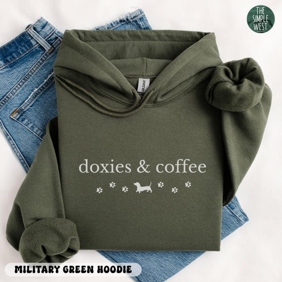 Dachshund Hoodie, Weiner Dog Gifts, Dachshund Gift for Weenie Dog Mom, Dachshund Shirt, Funny Doxie Crewneck Tee, Coffee and Dogs Sweatshirt